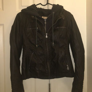 Downtown Coalition Small Hooded FauxLeather Jacket
